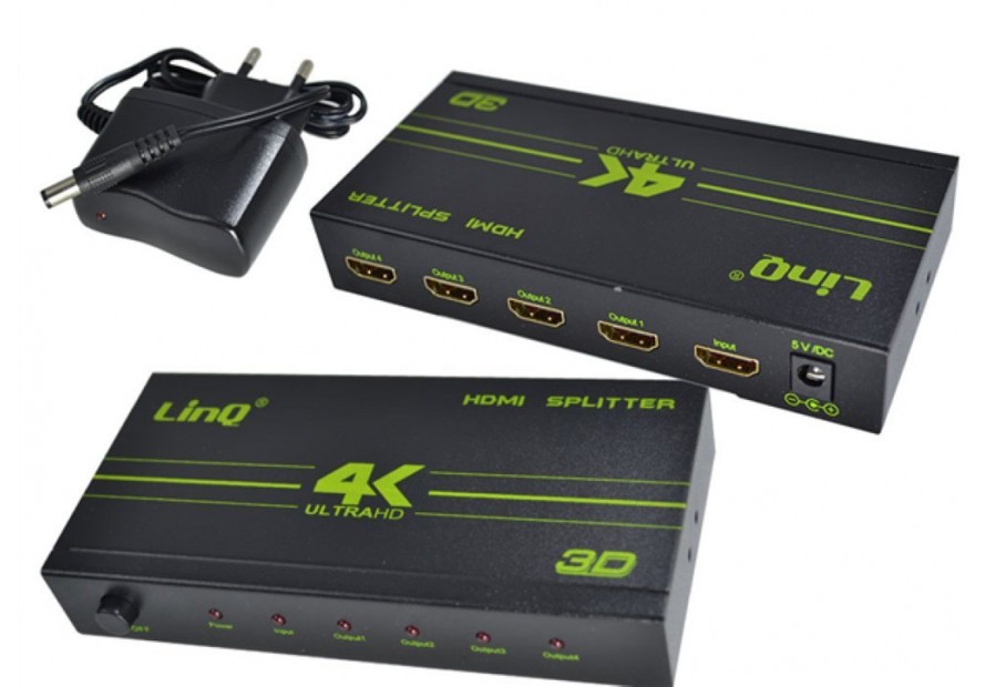 AMPLIFICATORE SPLITTER 1X4 HDMI ULTRA HD 4K 1080P 3D PS4 XBOX LINQ VK-104W